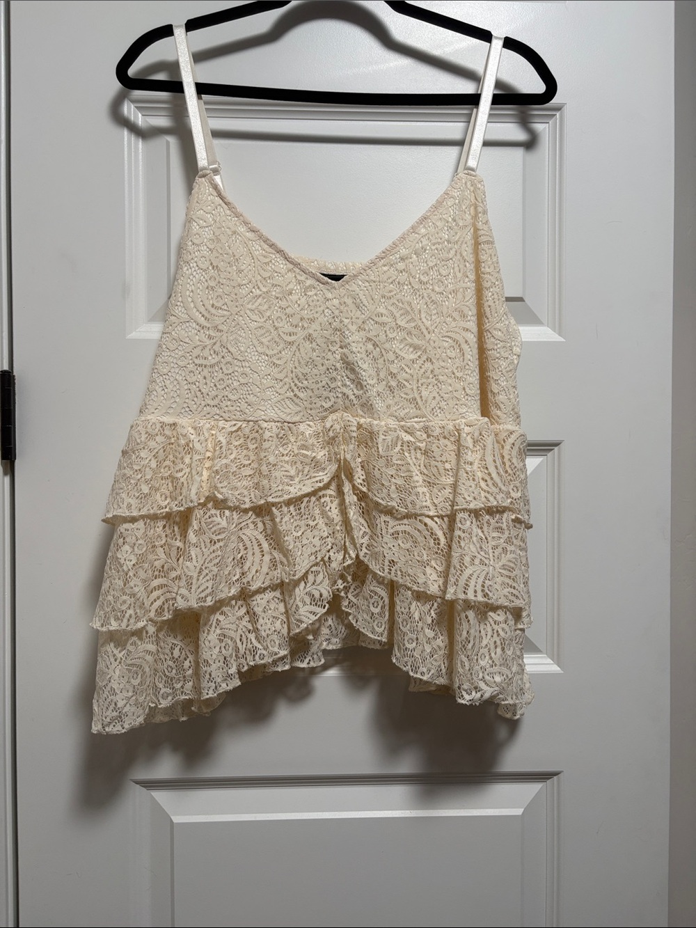 torrid Cream Lace Tiered Ruffle Cami
